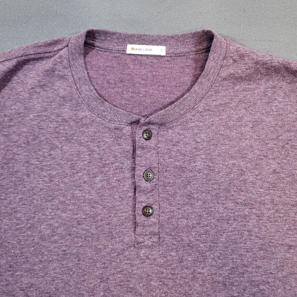 Marine Layer Pacific Stretch Henley Shirt Mens L Purple Soft Sustainable Casual